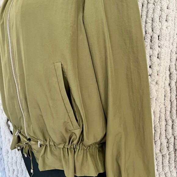 Zara Olive Green Cinched Jacket Size Medium - Picture 12 of 13